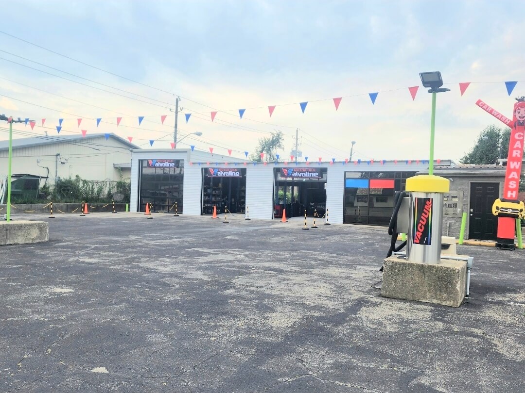 Customer parking area at Indianapolis self-service car wash facility